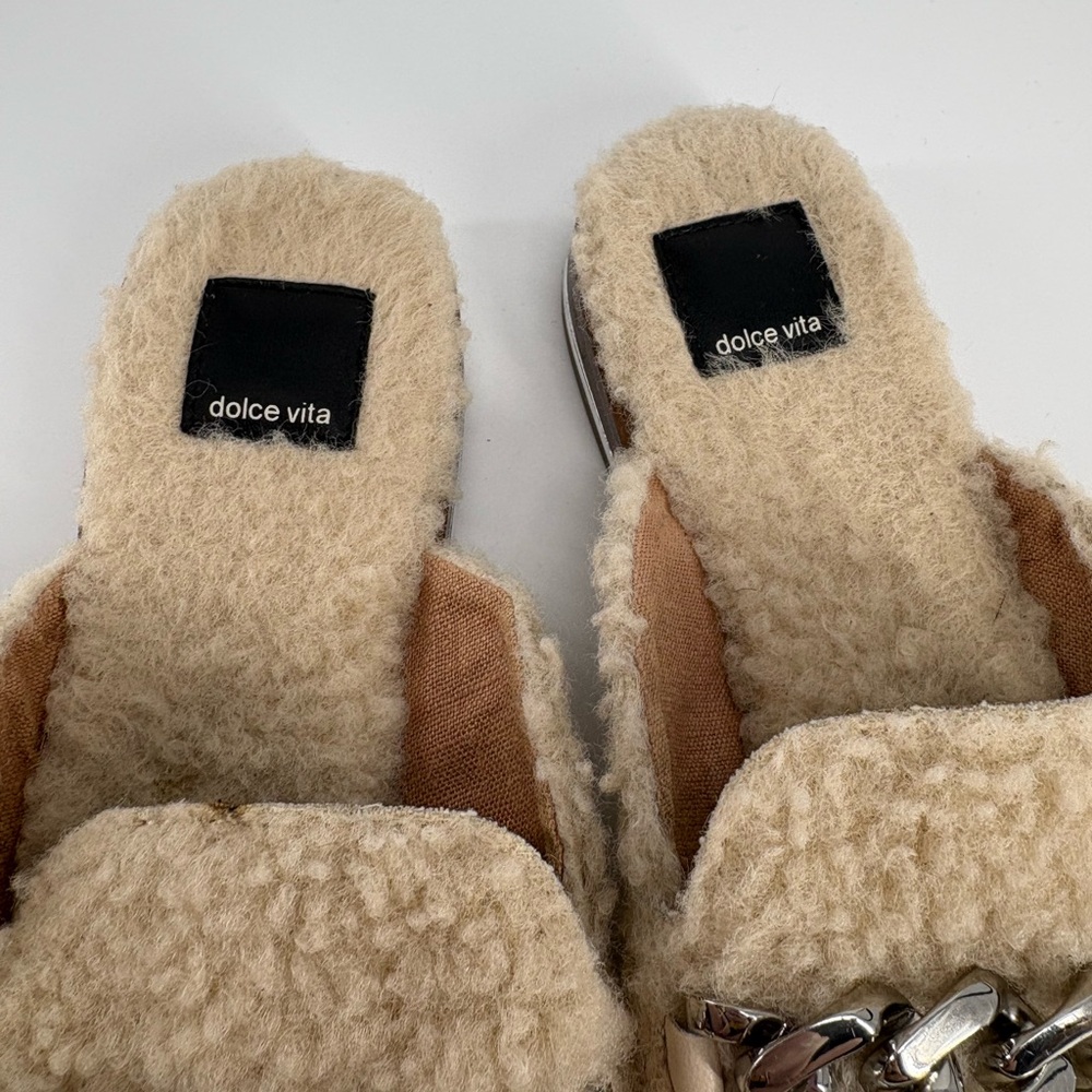 Dolce Vita Pela Chain Sherpa Slip-on Mule Flats - Picture 4 of 10